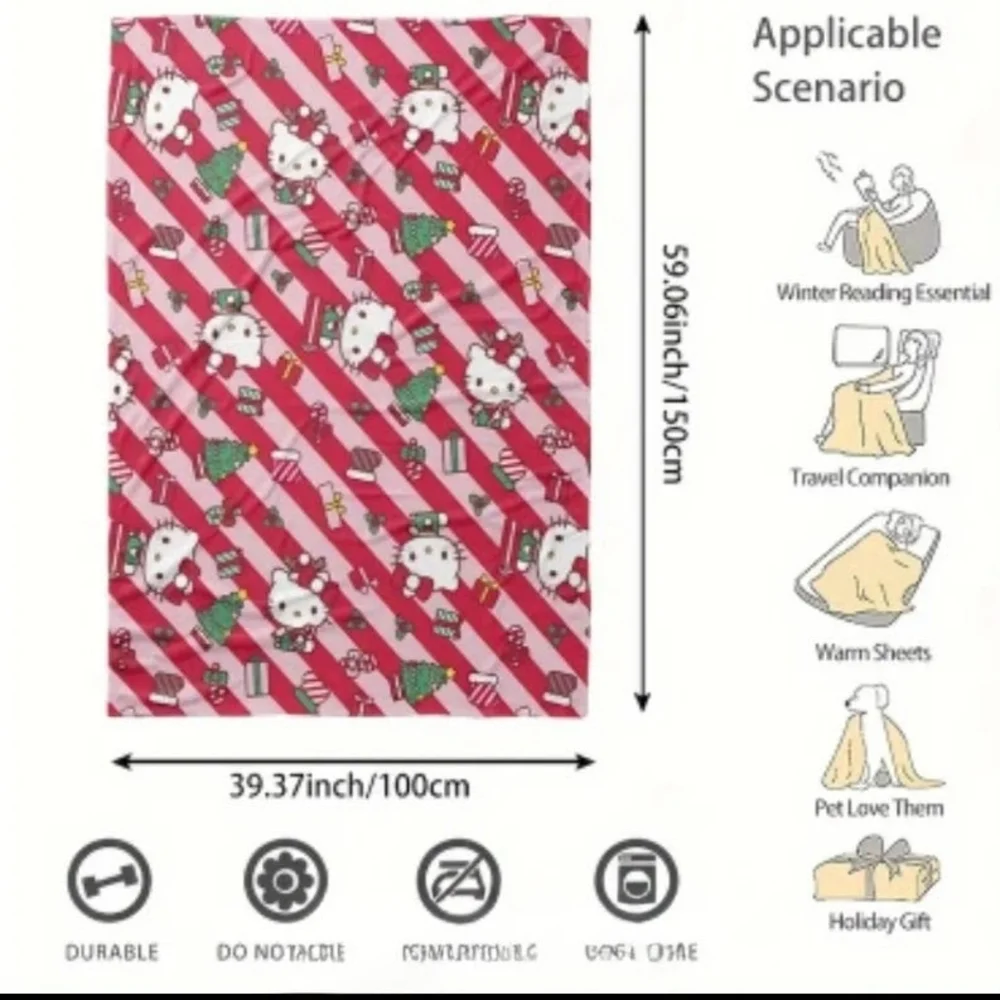Hello Kitty Festive Blanket - Red and Green